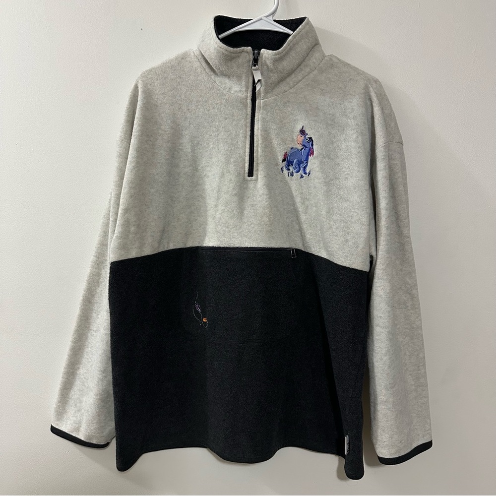 Vintage Disney Eeyore half-zip embroidered fleece pullover sweatshirt Size Large